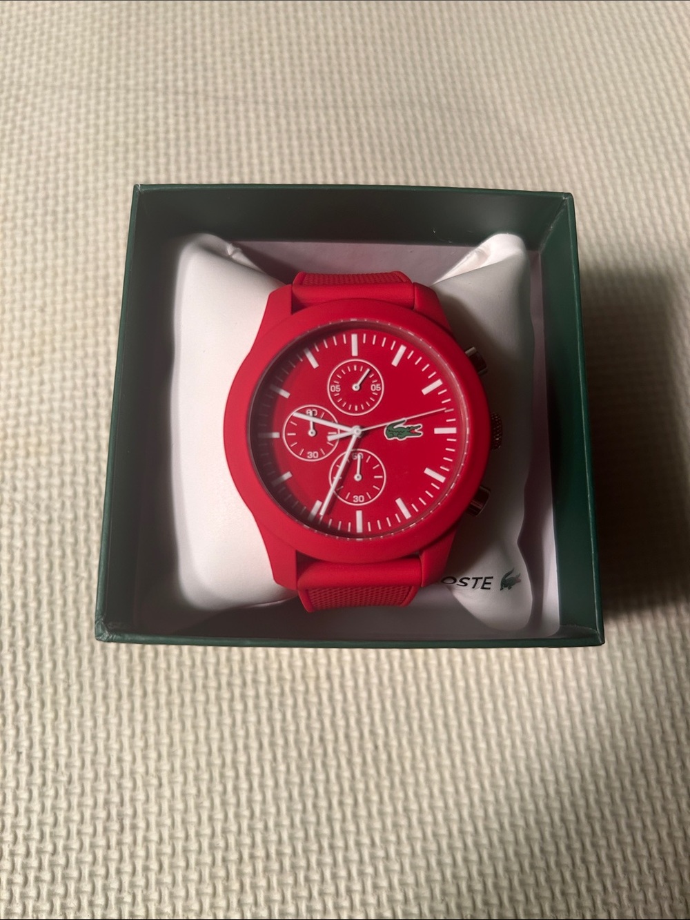 Lacoste Red Silicone Chronograph Sport Watch for Men